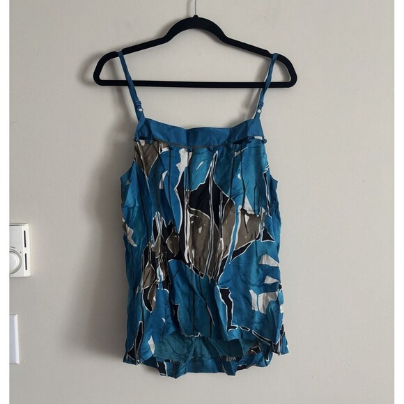 VTG 2000s Y2K Draped Silk Top XL The Limited Jodi Arnold Blue Strappy Tank Chic - Picture 7 of 7